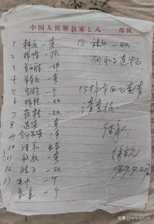 向永高烈士遗物清单